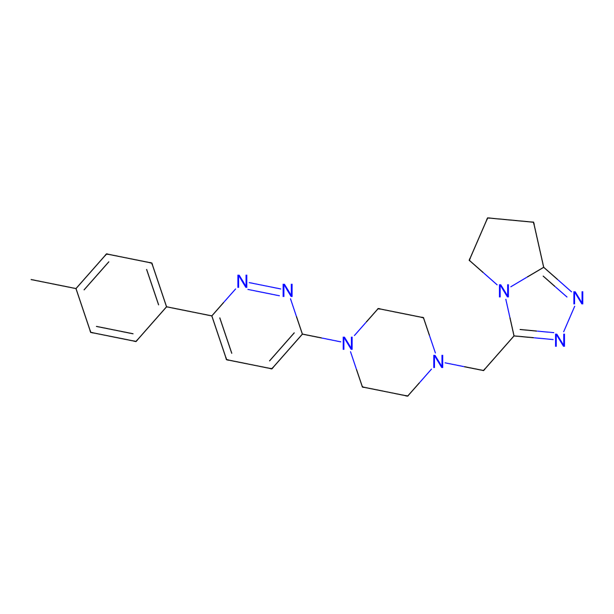 3-(4-methylphenyl)-6-[4-({5H,6H,7H-pyrrolo[2,1-c][1,2,4]triazol-3-yl}methyl)piperazin-1-yl]pyridazine molecular structure, CAS 2380086-81-5