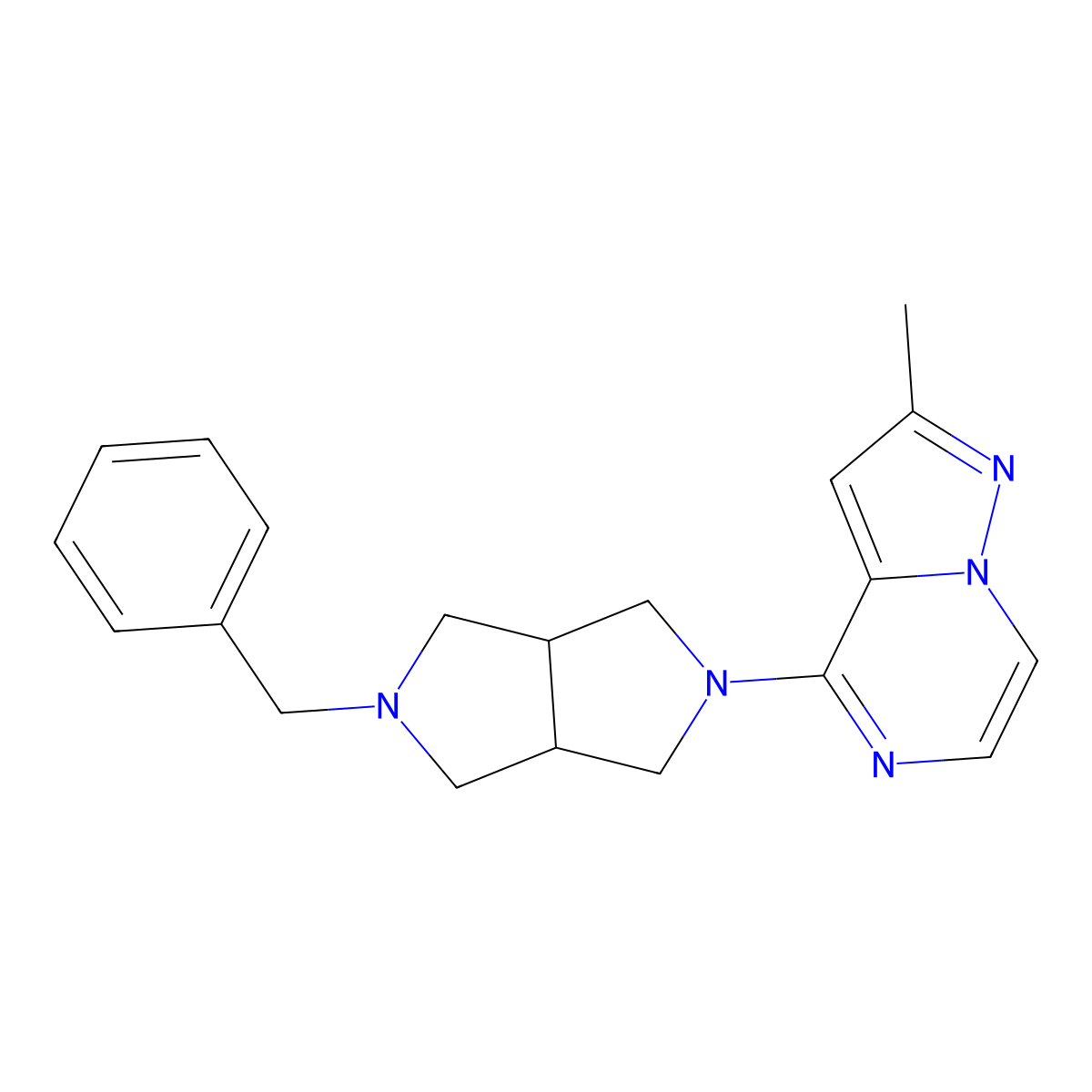 4-{5-Benzyl-octahydropyrrolo[3,4-c]pyrrol-2-yl}-2-methylpyrazolo[1,5-a]pyrazine molecular structure, CAS 2380086-83-7