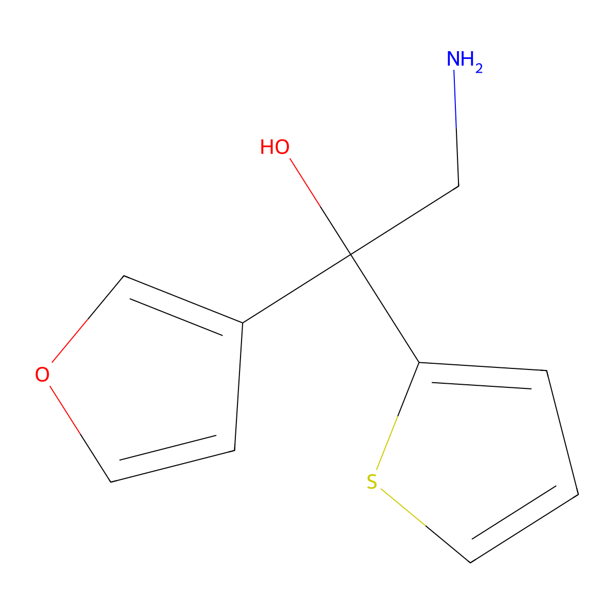 2-Amino-1-(furan-3-yl)-1-(thiophen-2-yl)ethan-1-ol molecular structure, CAS 2380086-84-8