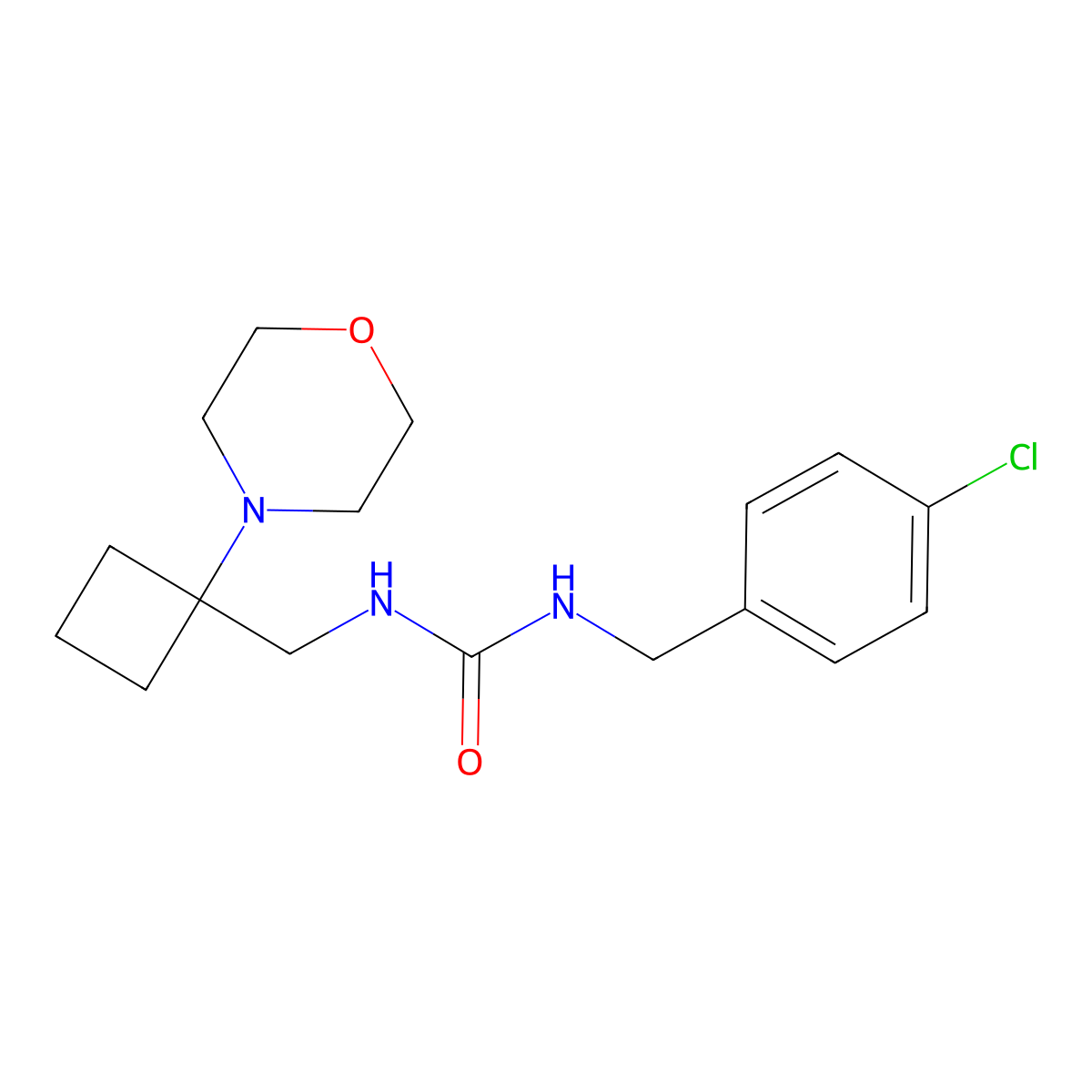 1-[(4-Chlorophenyl)methyl]-3-{[1-(morpholin-4-yl)cyclobutyl]methyl}urea molecular structure, CAS 2380086-85-9