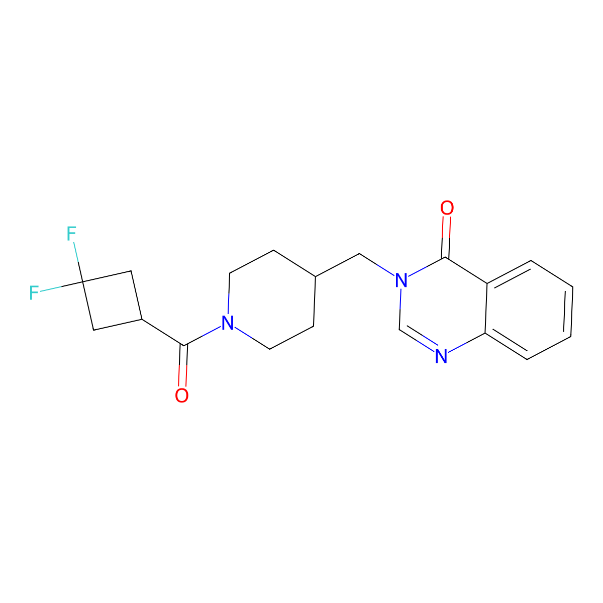3-{[1-(3,3-Difluorocyclobutanecarbonyl)piperidin-4-yl]methyl}-3,4-dihydroquinazolin-4-one molecular structure, CAS 2380086-88-2