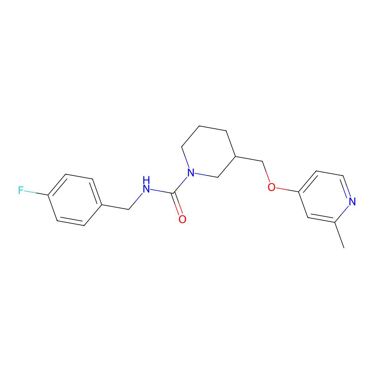 N-[(4-fluorophenyl)methyl]-3-{[(2-methylpyridin-4-yl)oxy]methyl}piperidine-1-carboxamide molecular structure, CAS 2380086-89-3