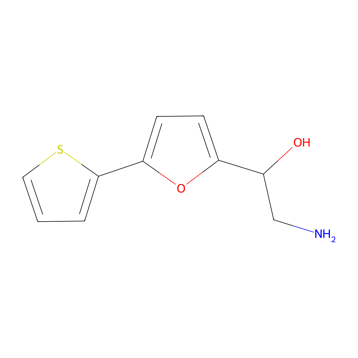 2-Amino-1-[5-(thiophen-2-yl)furan-2-yl]ethan-1-ol molecular structure, CAS 2380086-91-7