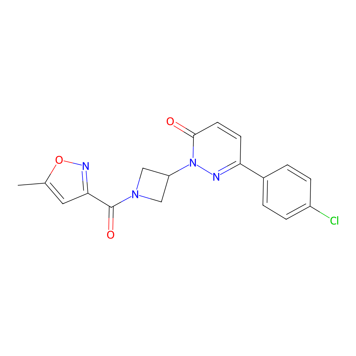 6-(4-Chlorophenyl)-2-[1-(5-methyl-1,2-oxazole-3-carbonyl)azetidin-3-yl]-2,3-dihydropyridazin-3-one molecular structure, CAS 2380087-01-2
