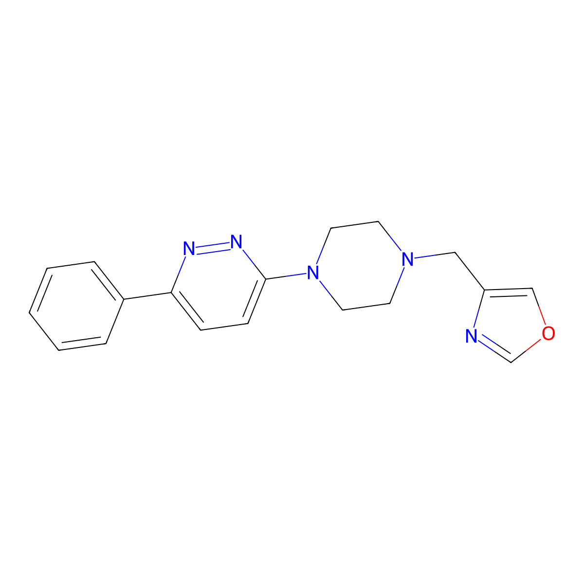 3-{4-[(1,3-Oxazol-4-yl)methyl]piperazin-1-yl}-6-phenylpyridazine molecular structure, CAS 2380087-04-5