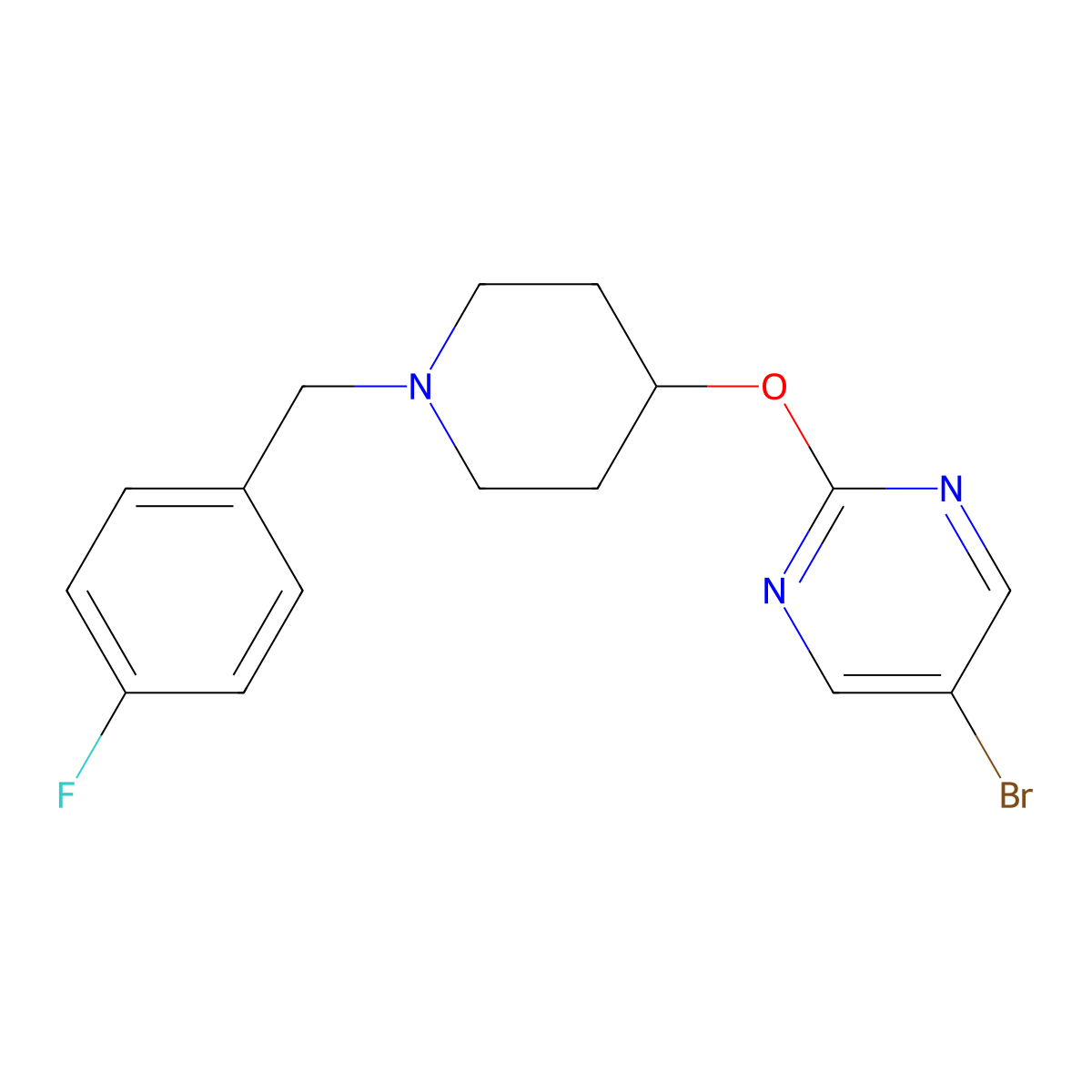 5-Bromo-2-({1-[(4-fluorophenyl)methyl]piperidin-4-yl}oxy)pyrimidine molecular structure, CAS 2380087-05-6
