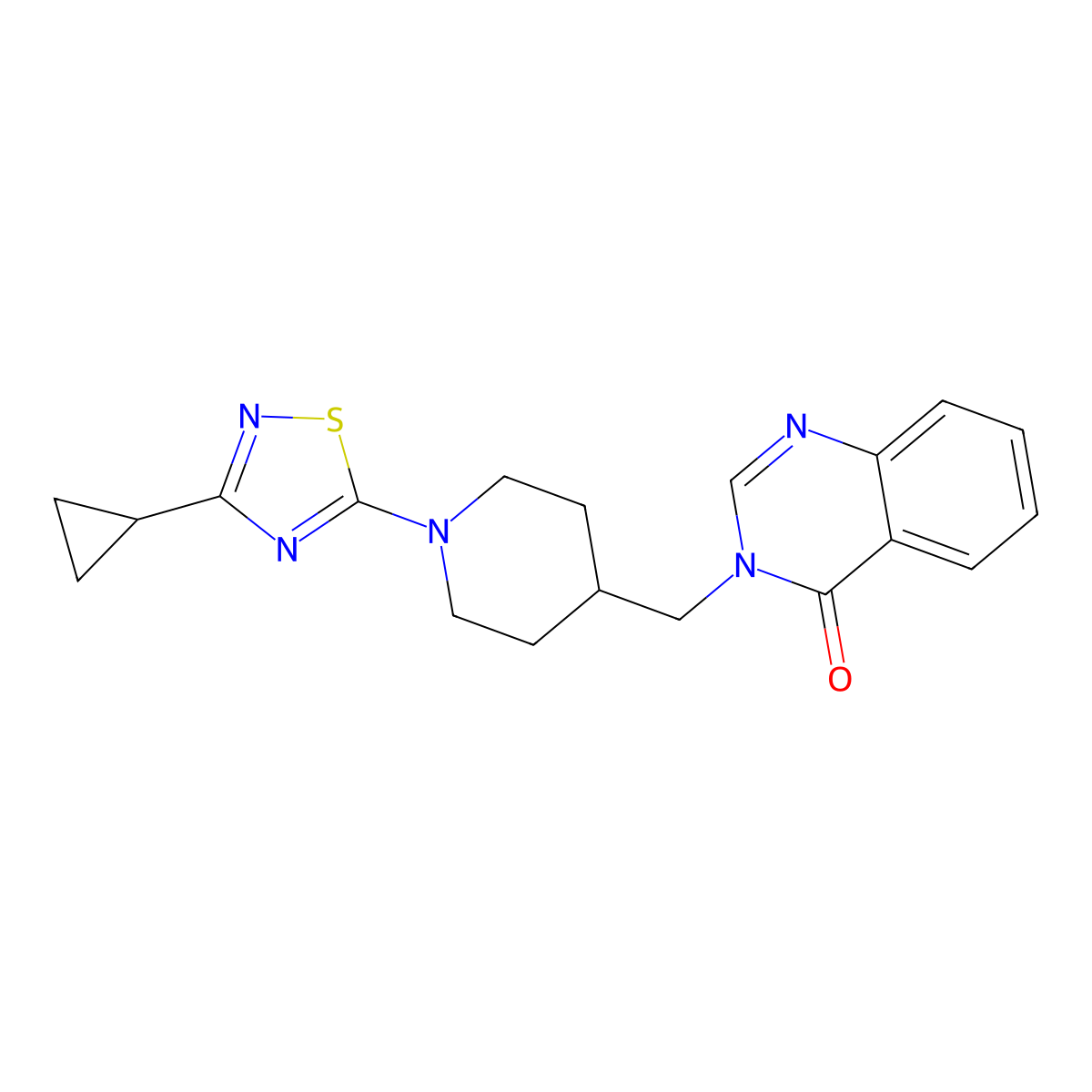 3-{[1-(3-Cyclopropyl-1,2,4-thiadiazol-5-yl)piperidin-4-yl]methyl}-3,4-dihydroquinazolin-4-one molecular structure, CAS 2380087-06-7