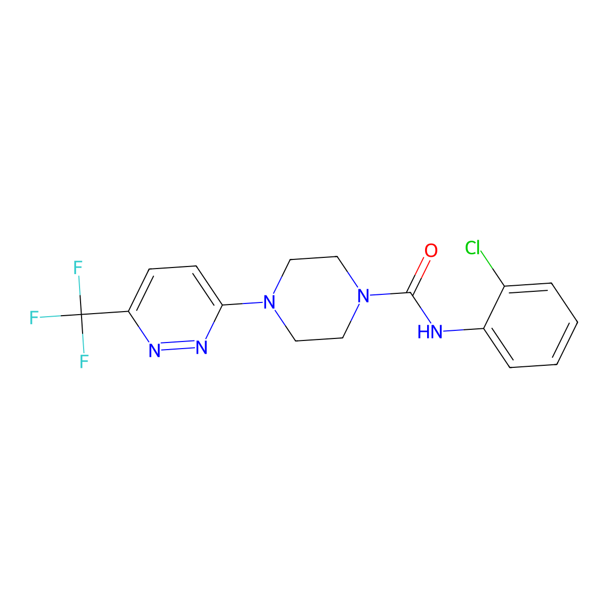 N-(2-Chlorophenyl)-4-[6-(trifluoromethyl)pyridazin-3-yl]piperazine-1-carboxamide molecular structure, CAS 2380087-08-9