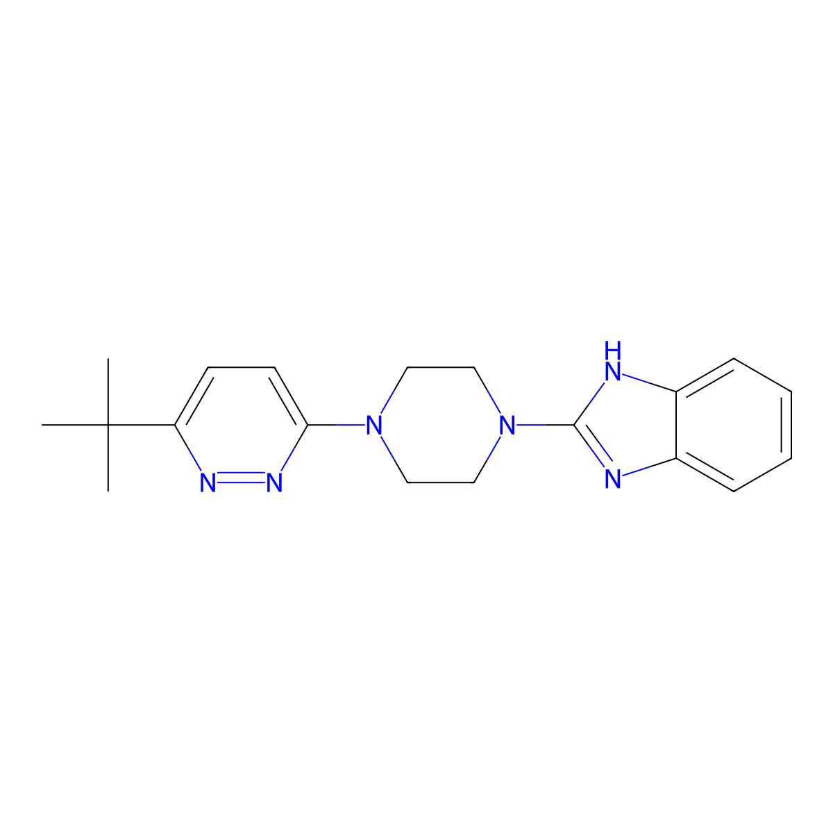 2-[4-(6-tert-butylpyridazin-3-yl)piperazin-1-yl]-1H-1,3-benzodiazole molecular structure, CAS 2380087-12-5