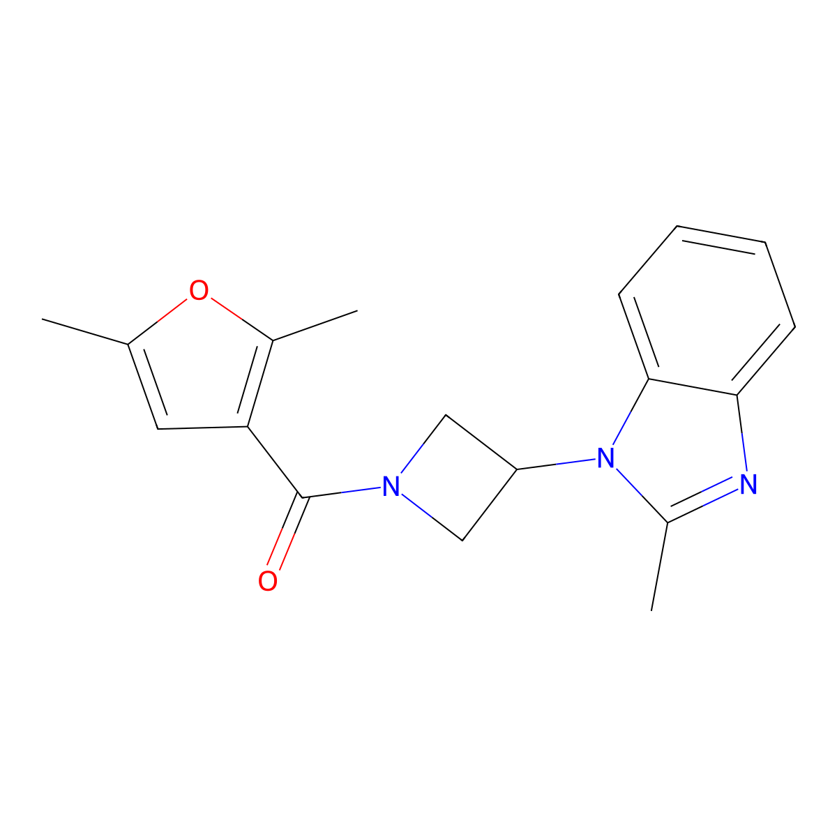 1-[1-(2,5-dimethylfuran-3-carbonyl)azetidin-3-yl]-2-methyl-1H-1,3-benzodiazole molecular structure, CAS 2380087-14-7