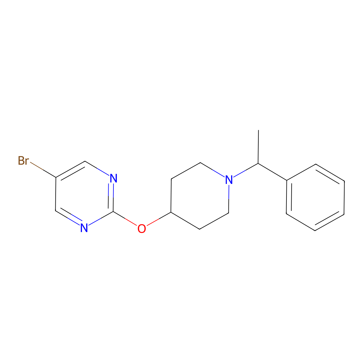 5-Bromo-2-{[1-(1-phenylethyl)piperidin-4-yl]oxy}pyrimidine molecular structure, CAS 2380087-18-1