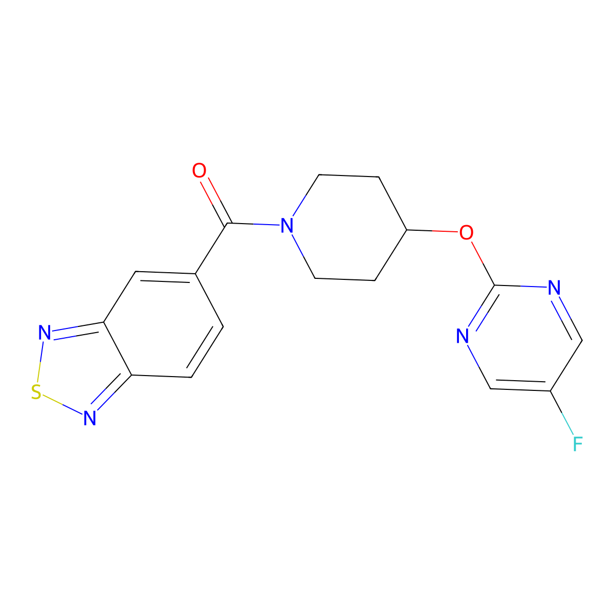 5-{4-[(5-Fluoropyrimidin-2-yl)oxy]piperidine-1-carbonyl}-2,1,3-benzothiadiazole molecular structure, CAS 2380087-19-2