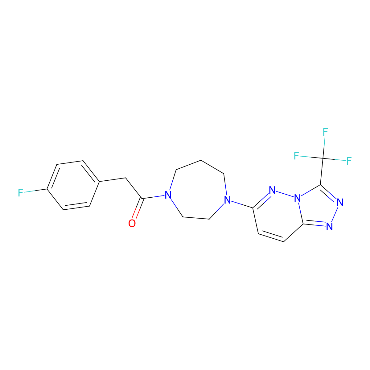 2-(4-Fluorophenyl)-1-{4-[3-(trifluoromethyl)-[1,2,4]triazolo[4,3-b]pyridazin-6-yl]-1,4-diazepan-1-yl}ethan-1-one molecular structure, CAS 2380087-20-5