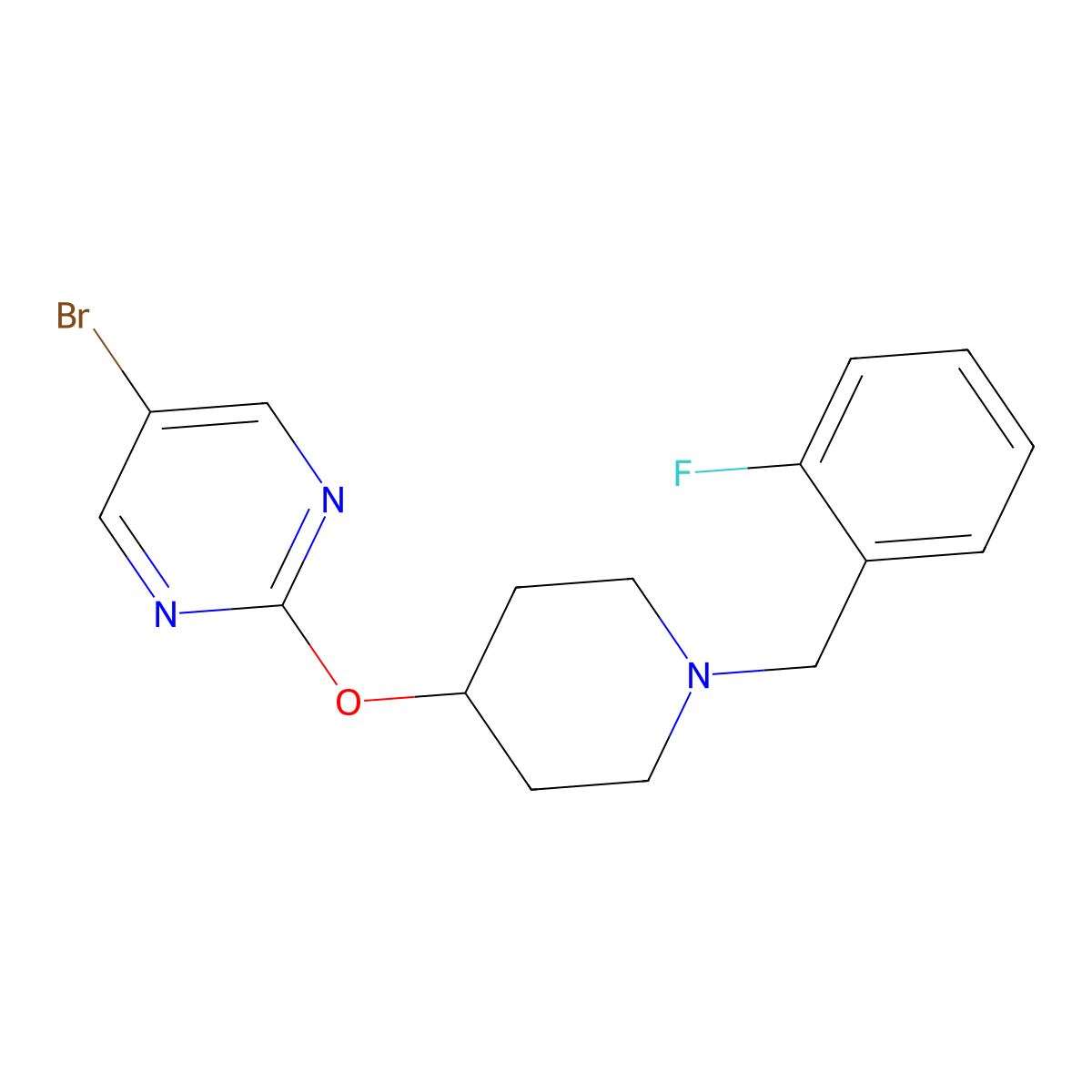 5-Bromo-2-({1-[(2-fluorophenyl)methyl]piperidin-4-yl}oxy)pyrimidine molecular structure, CAS 2380087-21-6