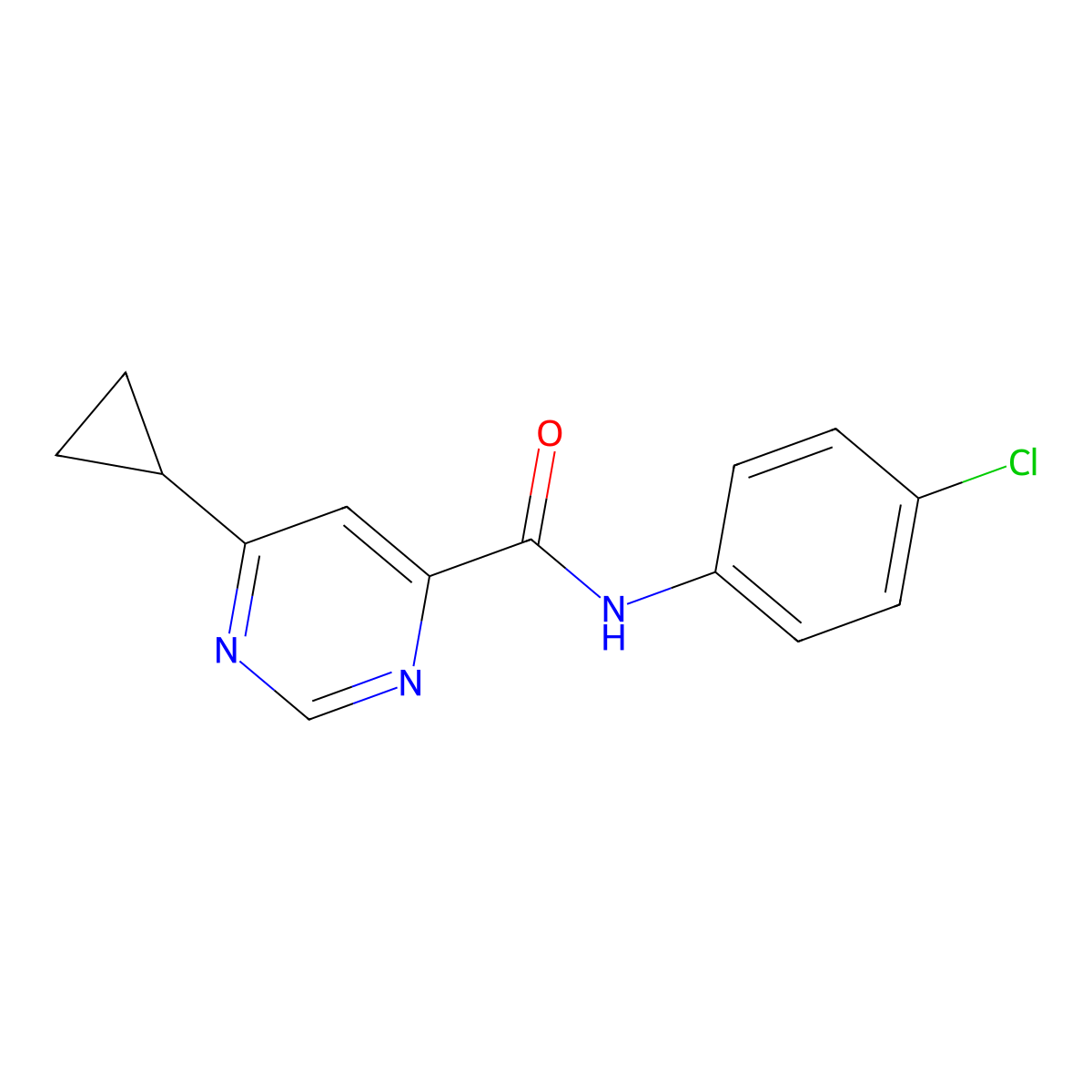 N-(4-Chlorophenyl)-6-cyclopropylpyrimidine-4-carboxamide molecular structure, CAS 2380087-22-7