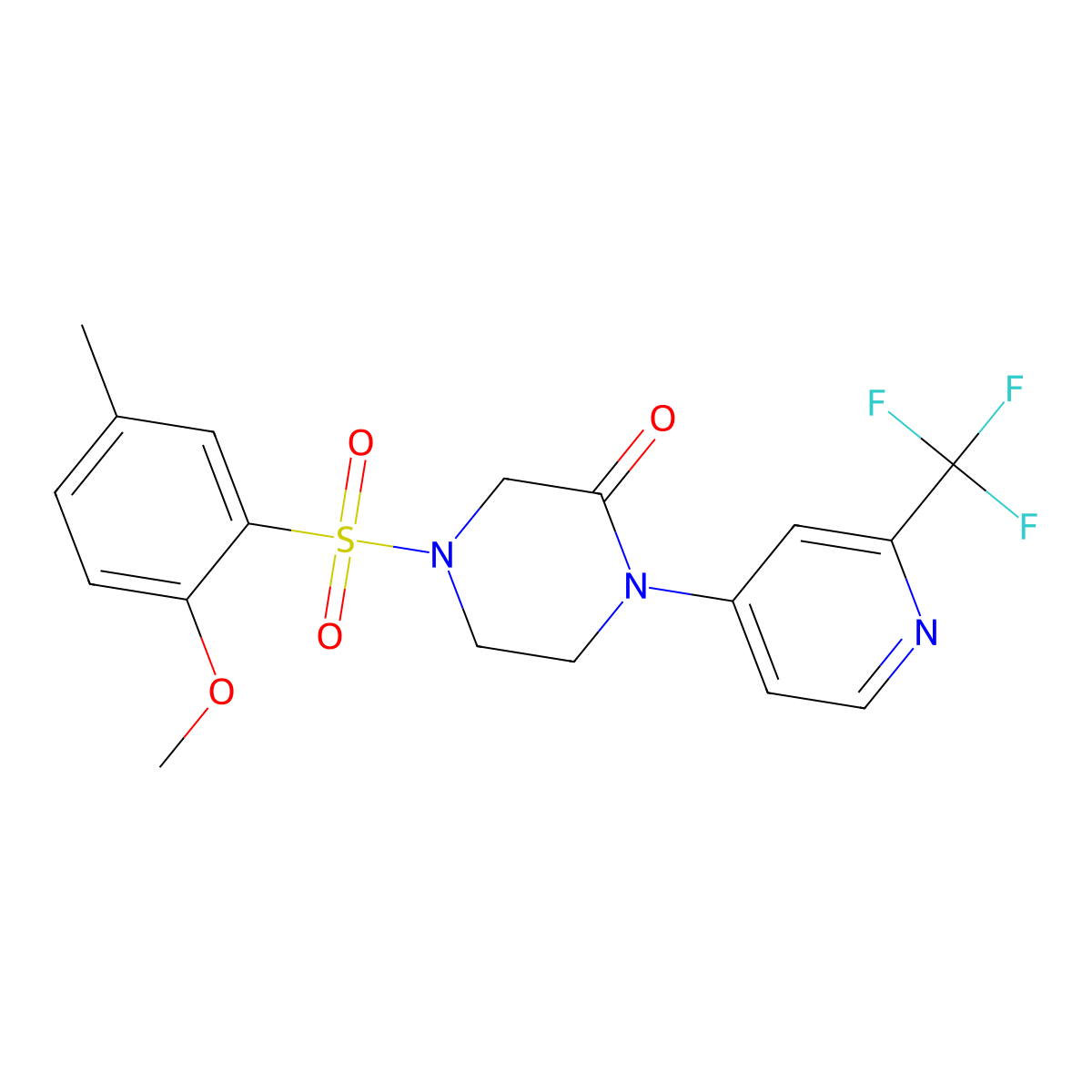 4-(2-Methoxy-5-methylbenzenesulfonyl)-1-[2-(trifluoromethyl)pyridin-4-yl]piperazin-2-one molecular structure, CAS 2380087-24-9