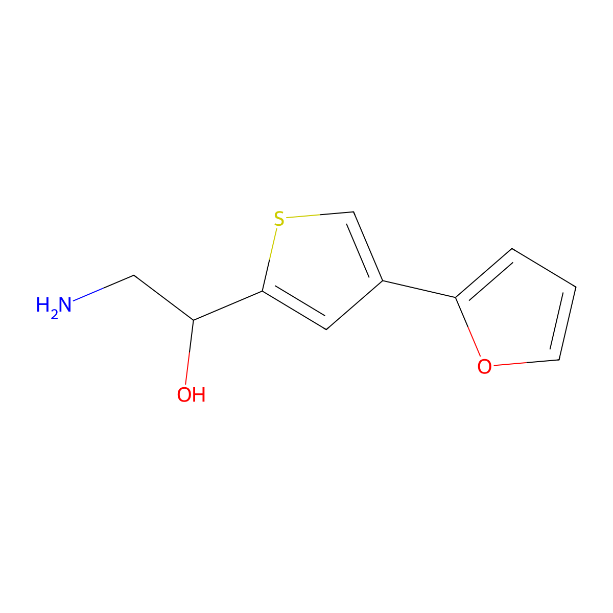 2-Amino-1-[4-(furan-2-yl)thiophen-2-yl]ethan-1-ol molecular structure, CAS 2380087-26-1