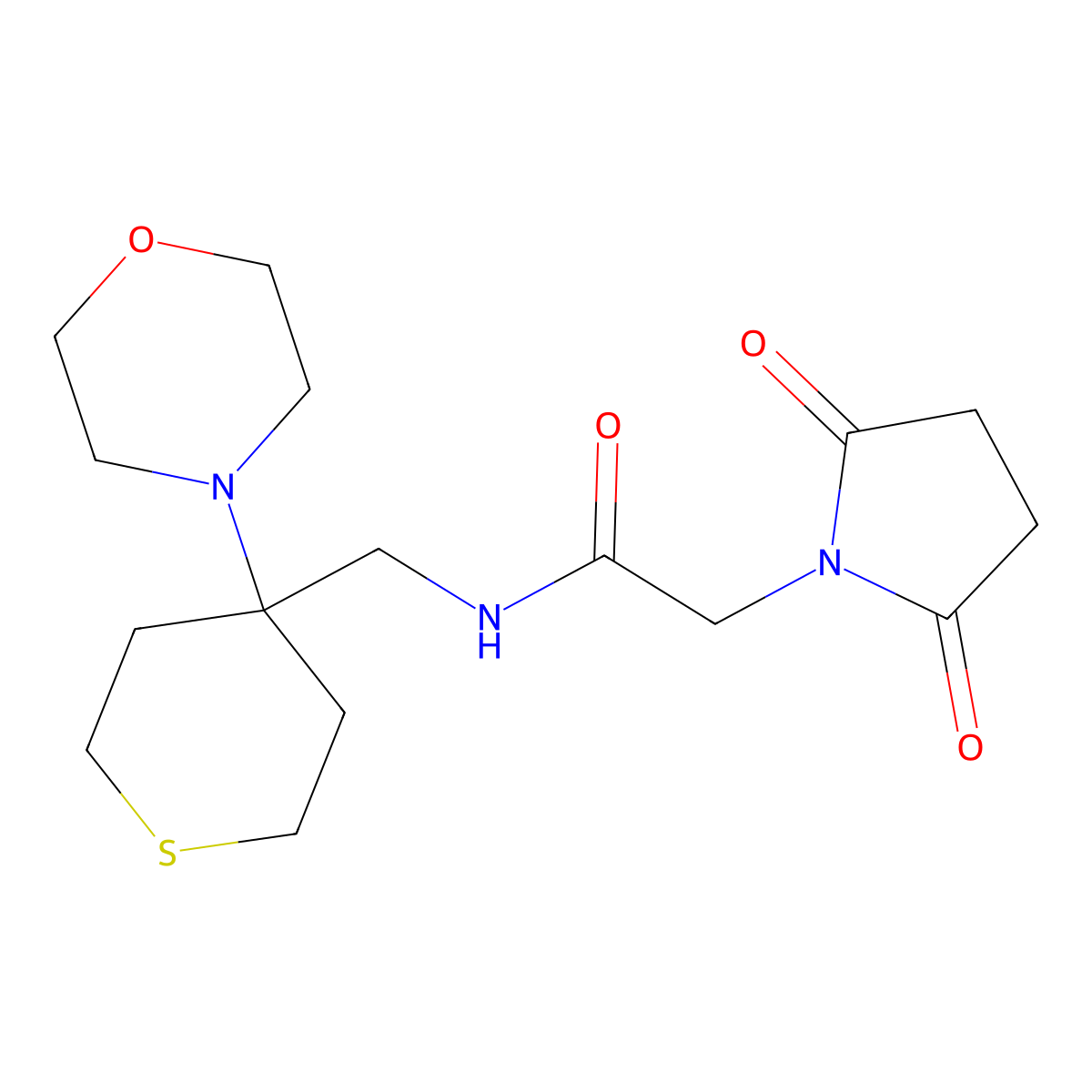 2-(2,5-dioxopyrrolidin-1-yl)-N-{[4-(morpholin-4-yl)thian-4-yl]methyl}acetamide molecular structure, CAS 2380087-29-4