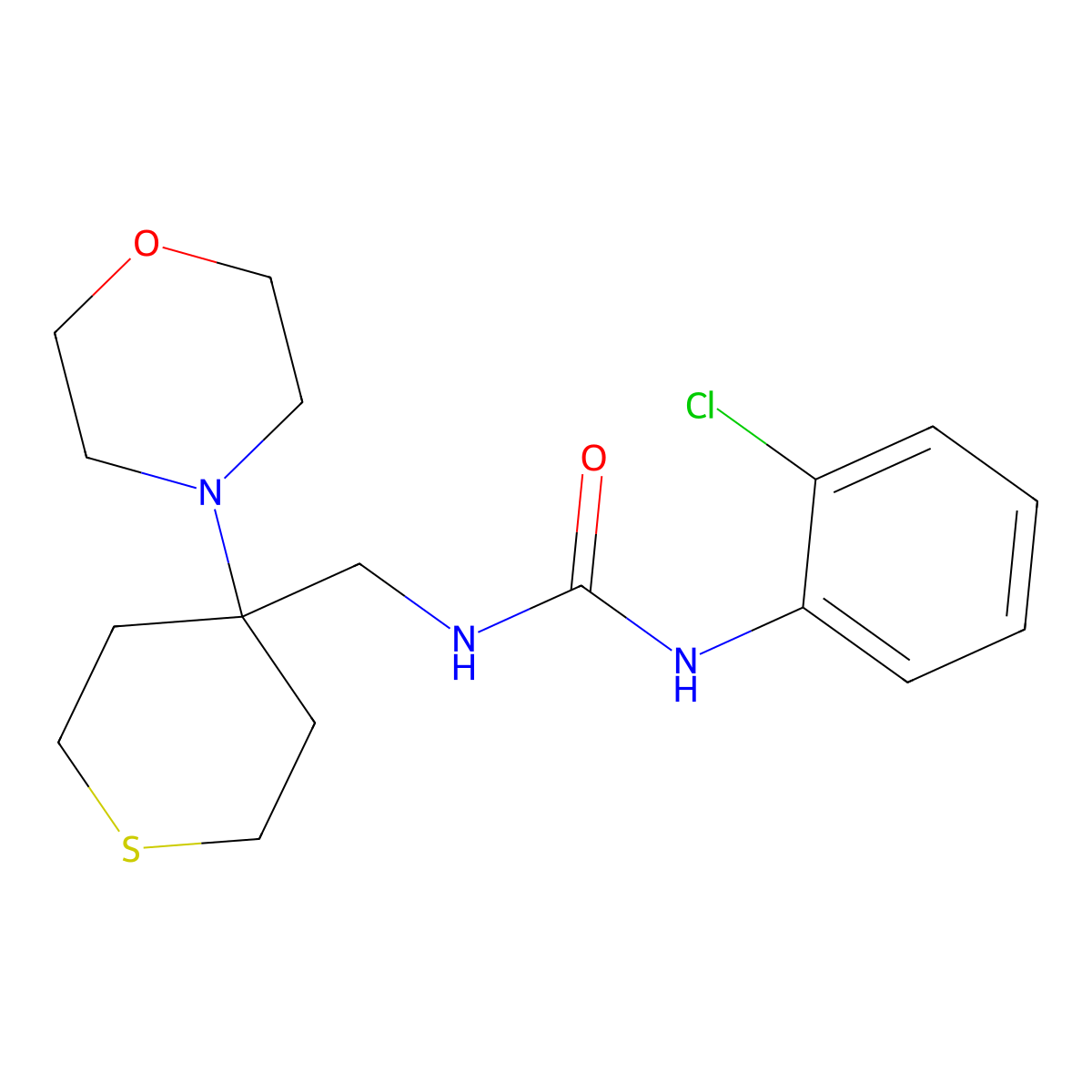 1-(2-Chlorophenyl)-3-{[4-(morpholin-4-yl)thian-4-yl]methyl}urea molecular structure, CAS 2380087-31-8