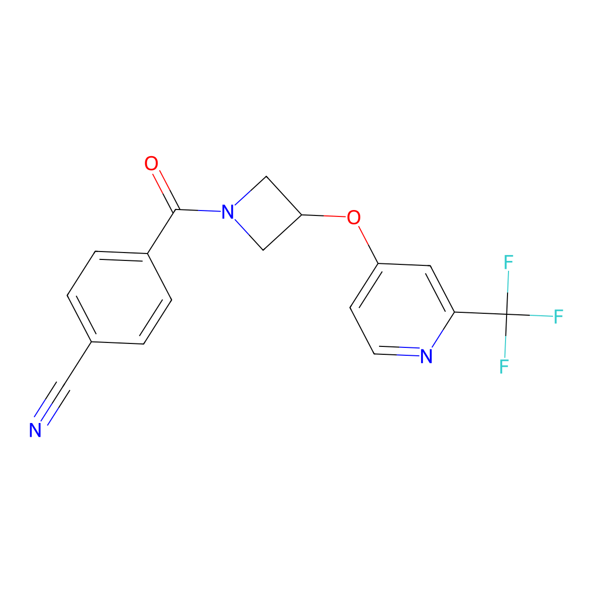 4-(3-{[2-(Trifluoromethyl)pyridin-4-yl]oxy}azetidine-1-carbonyl)benzonitrile molecular structure, CAS 2380087-36-3
