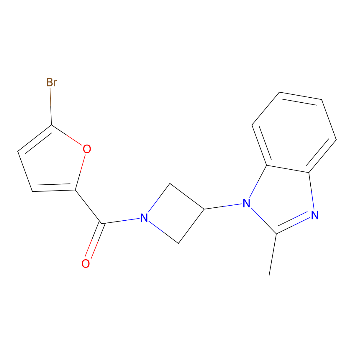 1-[1-(5-bromofuran-2-carbonyl)azetidin-3-yl]-2-methyl-1H-1,3-benzodiazole molecular structure, CAS 2380087-39-6