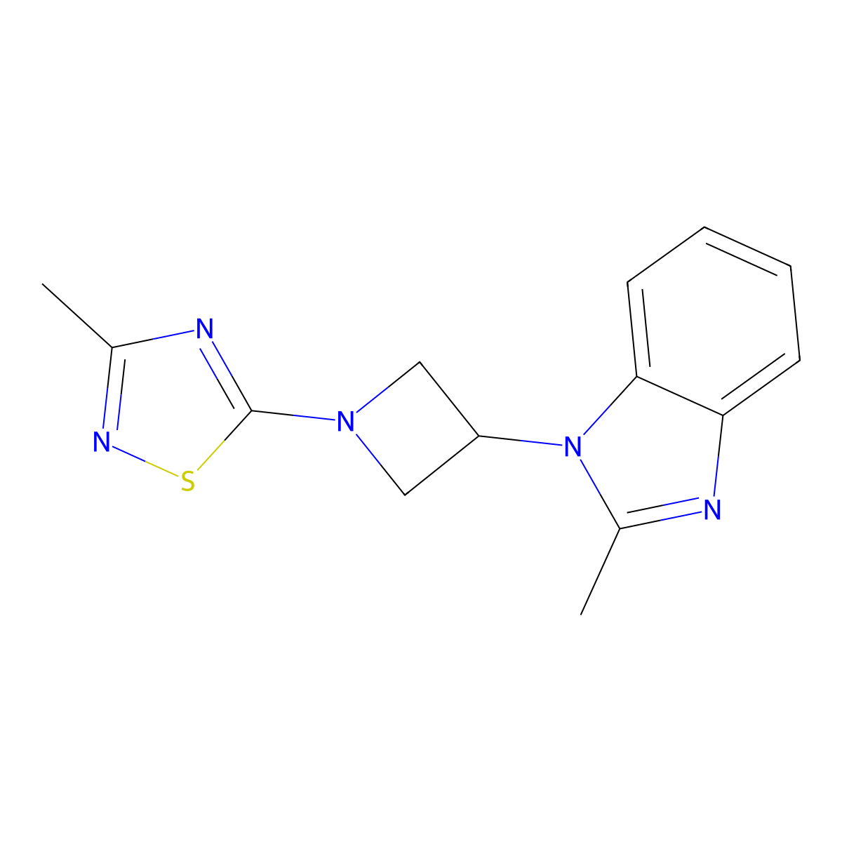 2-methyl-1-[1-(3-methyl-1,2,4-thiadiazol-5-yl)azetidin-3-yl]-1H-1,3-benzodiazole molecular structure, CAS 2380087-41-0