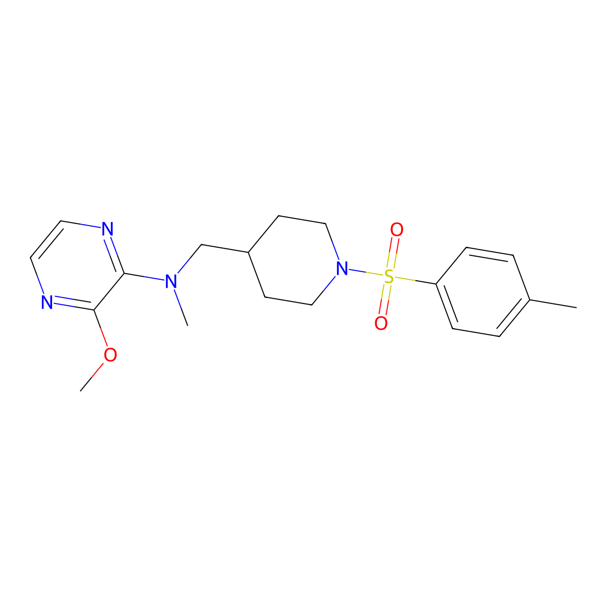 3-methoxy-N-methyl-N-{[1-(4-methylbenzenesulfonyl)piperidin-4-yl]methyl}pyrazin-2-amine molecular structure, CAS 2380087-44-3
