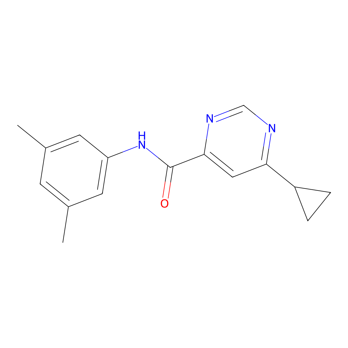 6-Cyclopropyl-N-(3,5-dimethylphenyl)pyrimidine-4-carboxamide molecular structure, CAS 2380087-46-5