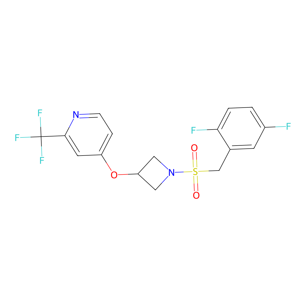 4-({1-[(2,5-Difluorophenyl)methanesulfonyl]azetidin-3-yl}oxy)-2-(trifluoromethyl)pyridine molecular structure, CAS 2380087-48-7