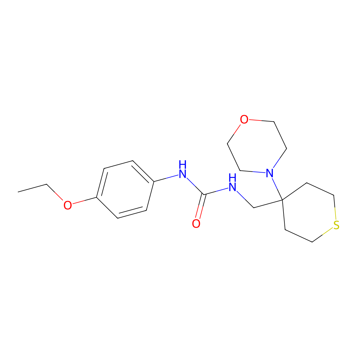 1-(4-Ethoxyphenyl)-3-{[4-(morpholin-4-yl)thian-4-yl]methyl}urea molecular structure, CAS 2380087-51-2