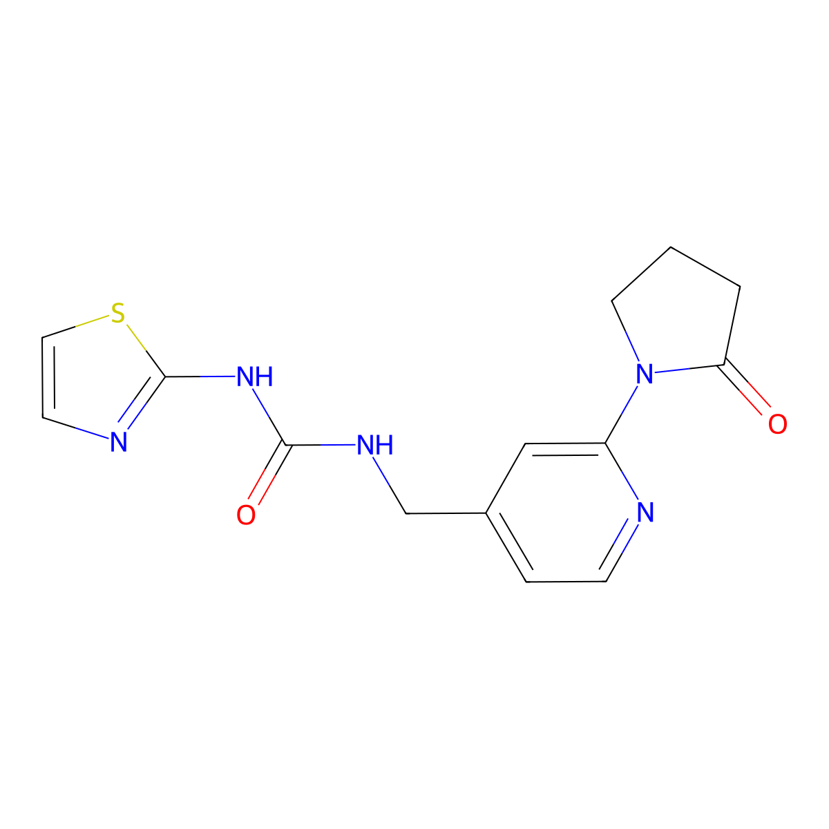 1-{[2-(2-Oxopyrrolidin-1-yl)pyridin-4-yl]methyl}-3-(1,3-thiazol-2-yl)urea molecular structure, CAS 2380087-54-5