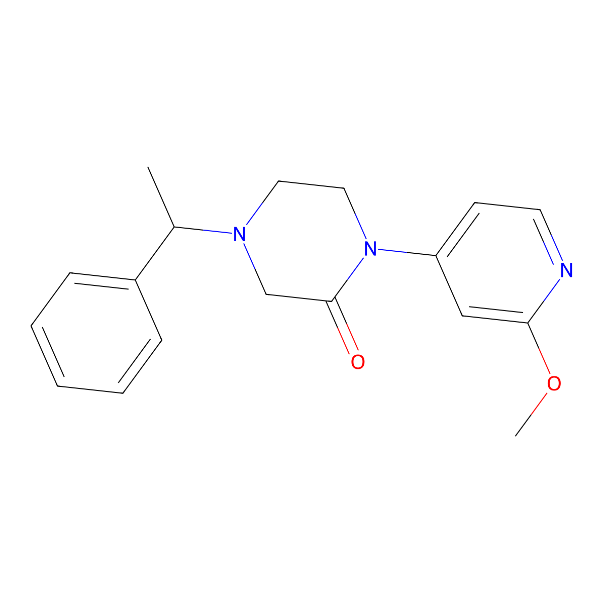 1-(2-Methoxypyridin-4-yl)-4-(1-phenylethyl)piperazin-2-one molecular structure, CAS 2380087-60-3