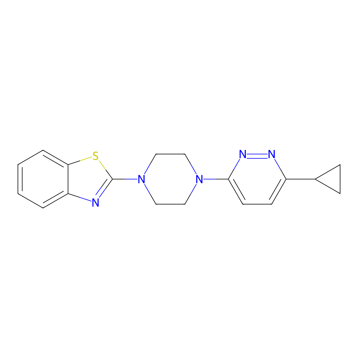 2-[4-(6-Cyclopropylpyridazin-3-yl)piperazin-1-yl]-1,3-benzothiazole molecular structure, CAS 2380087-66-9