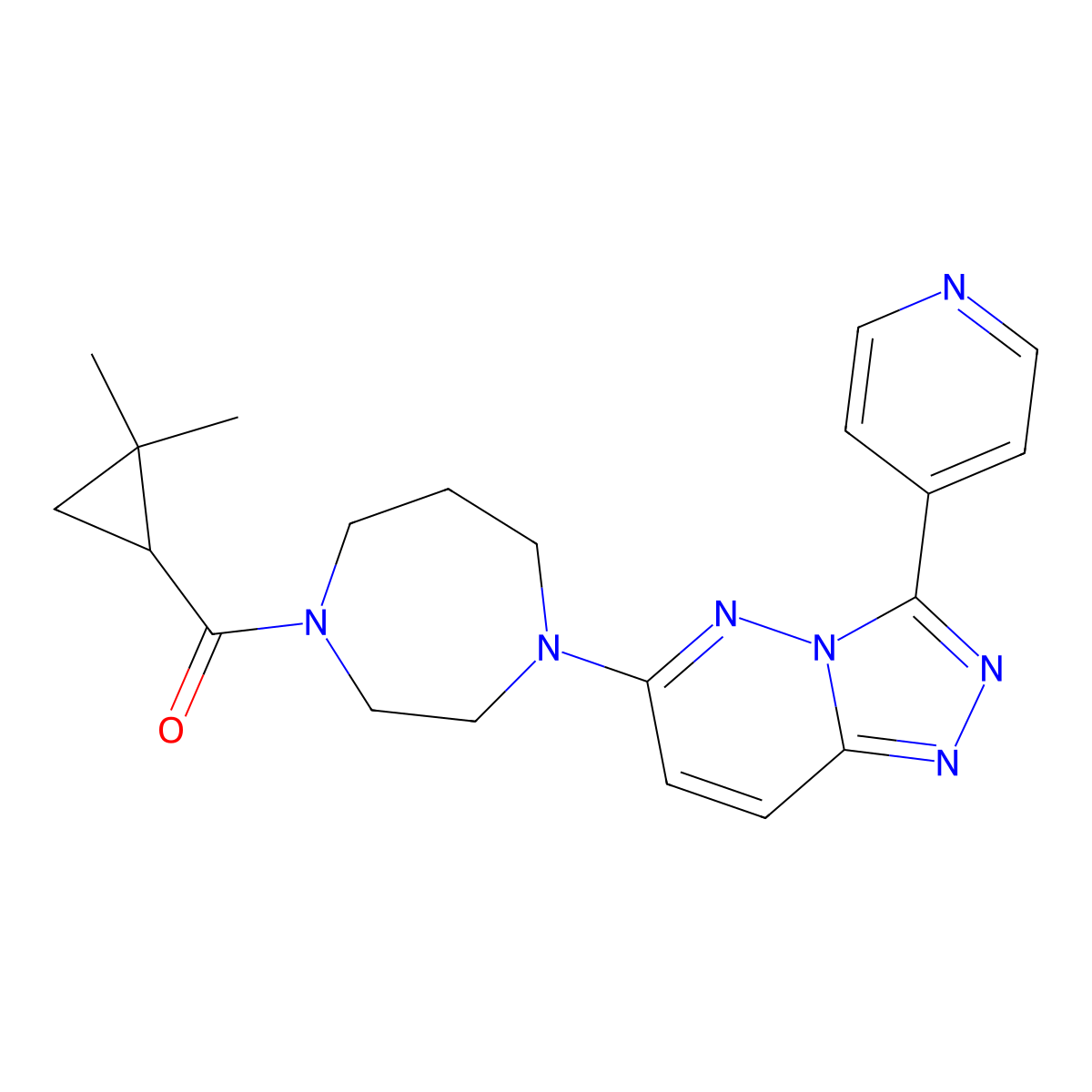1-(2,2-Dimethylcyclopropanecarbonyl)-4-[3-(pyridin-4-yl)-[1,2,4]triazolo[4,3-b]pyridazin-6-yl]-1,4-diazepane molecular structure, CAS 2380087-69-2