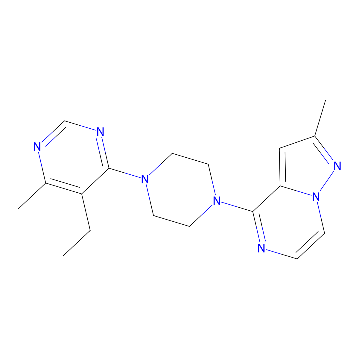5-Ethyl-4-methyl-6-(4-{2-methylpyrazolo[1,5-a]pyrazin-4-yl}piperazin-1-yl)pyrimidine molecular structure, CAS 2380087-76-1