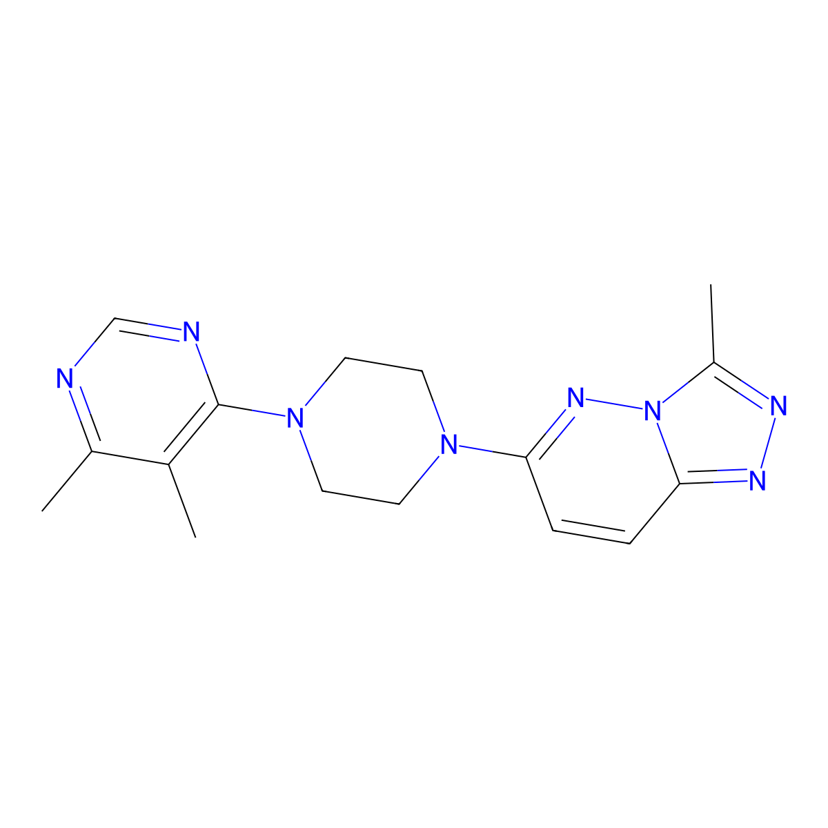 4,5-Dimethyl-6-(4-{3-methyl-[1,2,4]triazolo[4,3-b]pyridazin-6-yl}piperazin-1-yl)pyrimidine molecular structure, CAS 2380087-82-9