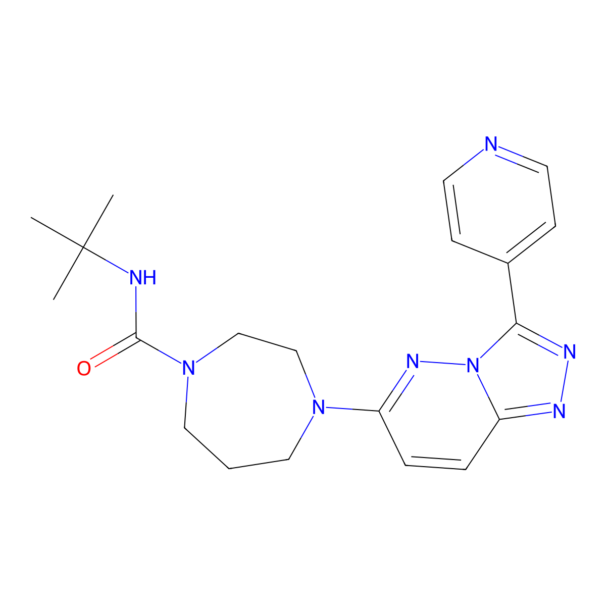 N-tert-butyl-4-[3-(pyridin-4-yl)-[1,2,4]triazolo[4,3-b]pyridazin-6-yl]-1,4-diazepane-1-carboxamide molecular structure, CAS 2380087-85-2