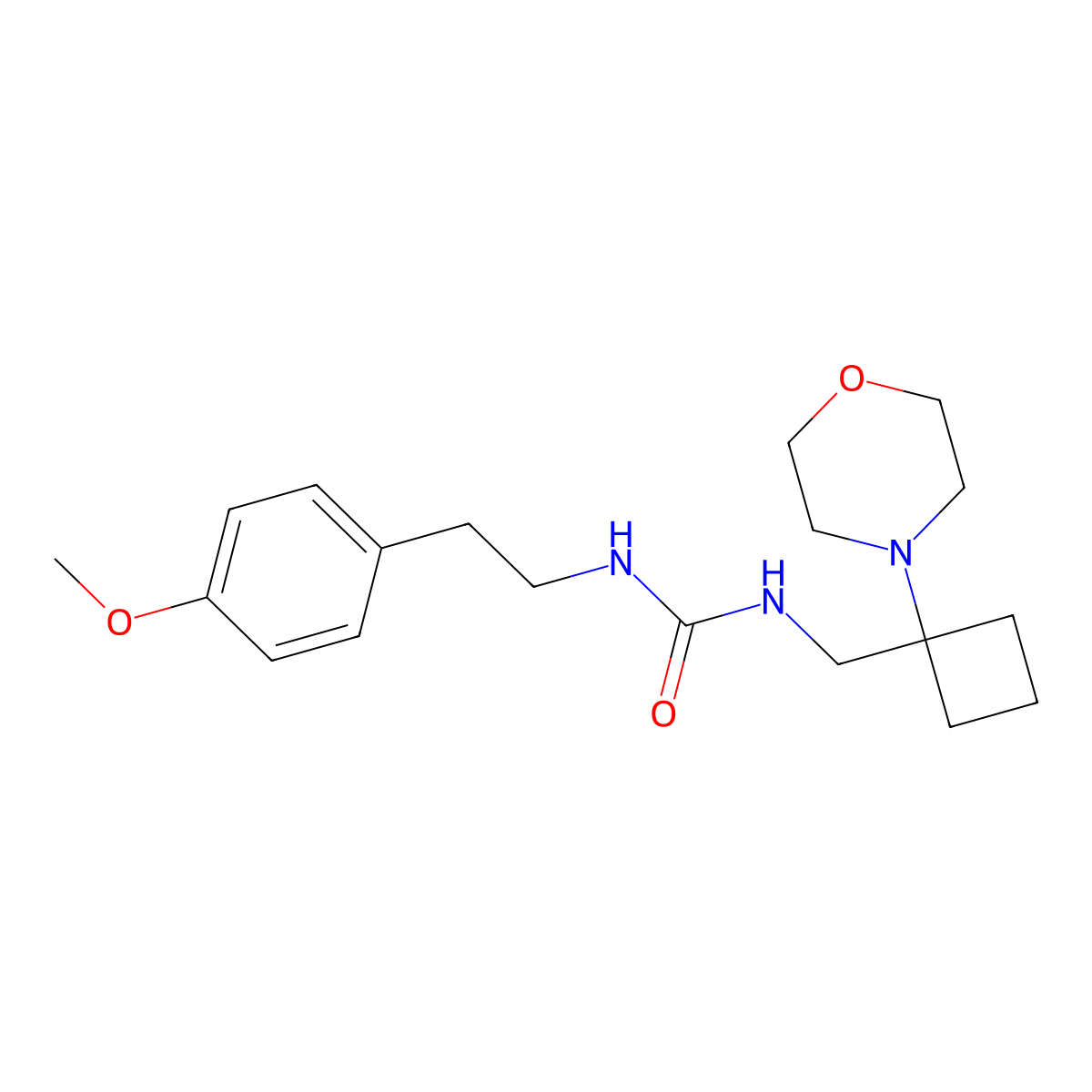 1-[2-(4-Methoxyphenyl)ethyl]-3-{[1-(morpholin-4-yl)cyclobutyl]methyl}urea molecular structure, CAS 2380087-86-3