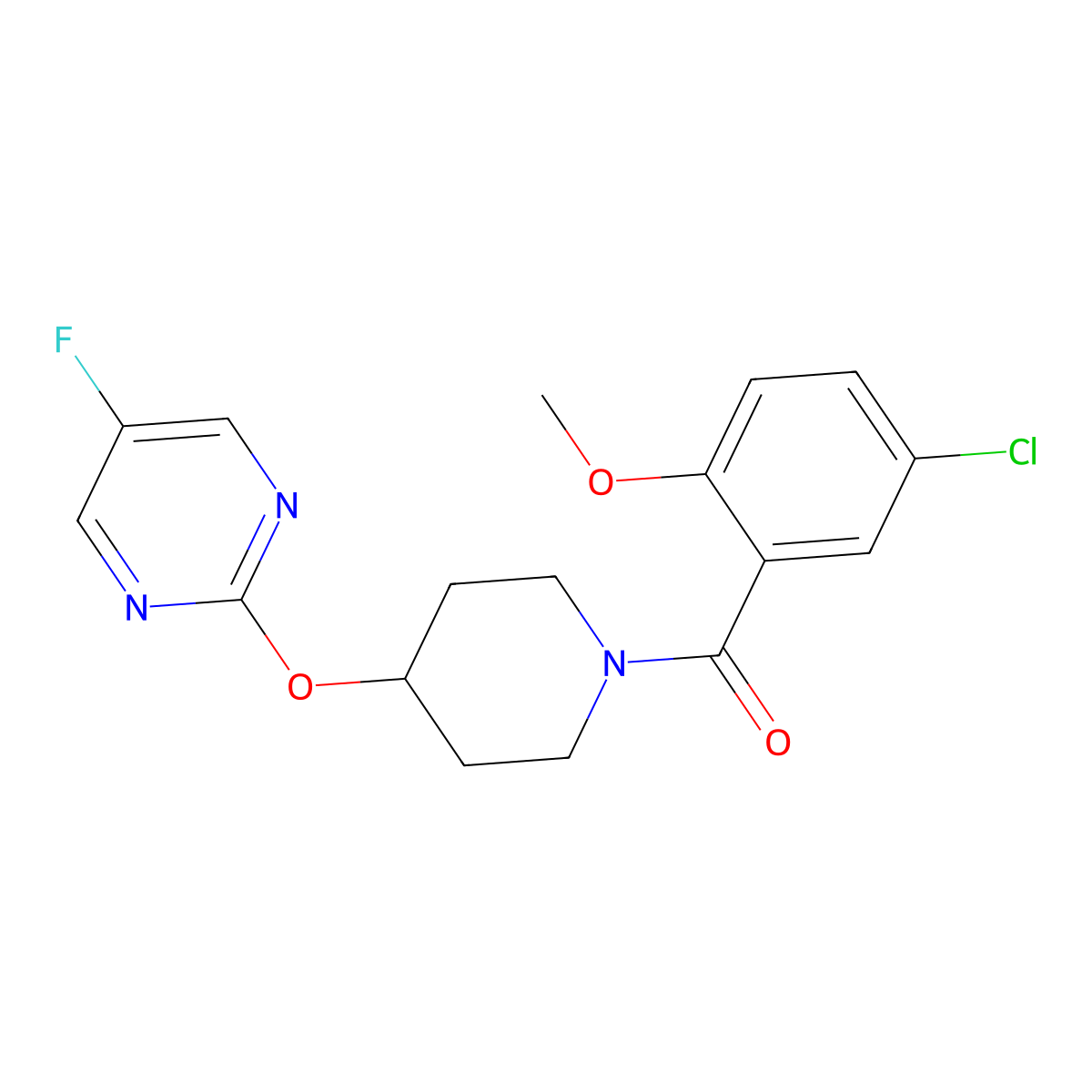 2-{[1-(5-Chloro-2-methoxybenzoyl)piperidin-4-yl]oxy}-5-fluoropyrimidine molecular structure, CAS 2380087-88-5