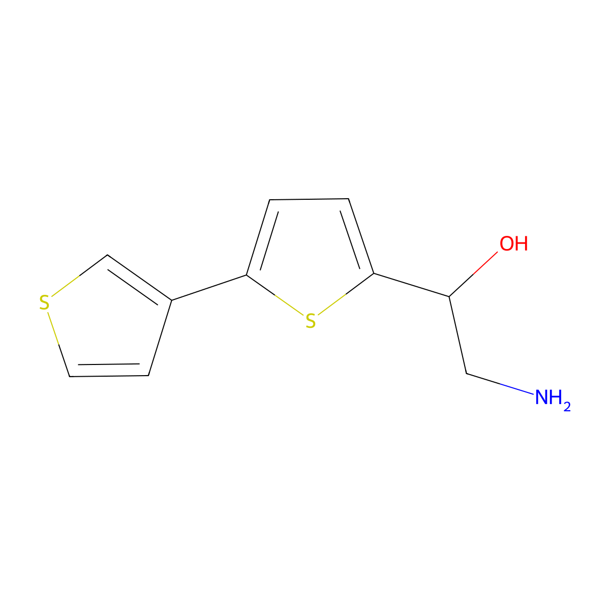 2-Amino-1-{[2,3'-bithiophene]-5-yl}ethan-1-ol molecular structure, CAS 2380087-94-3