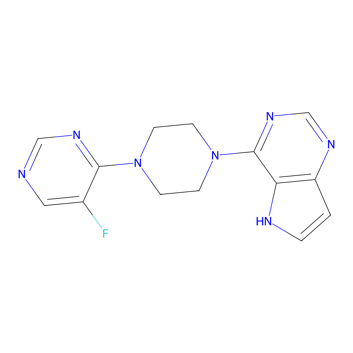 5-fluoro-4-(4-{5H-pyrrolo[3,2-d]pyrimidin-4-yl}piperazin-1-yl)pyrimidine molecular structure, CAS 2380088-01-5