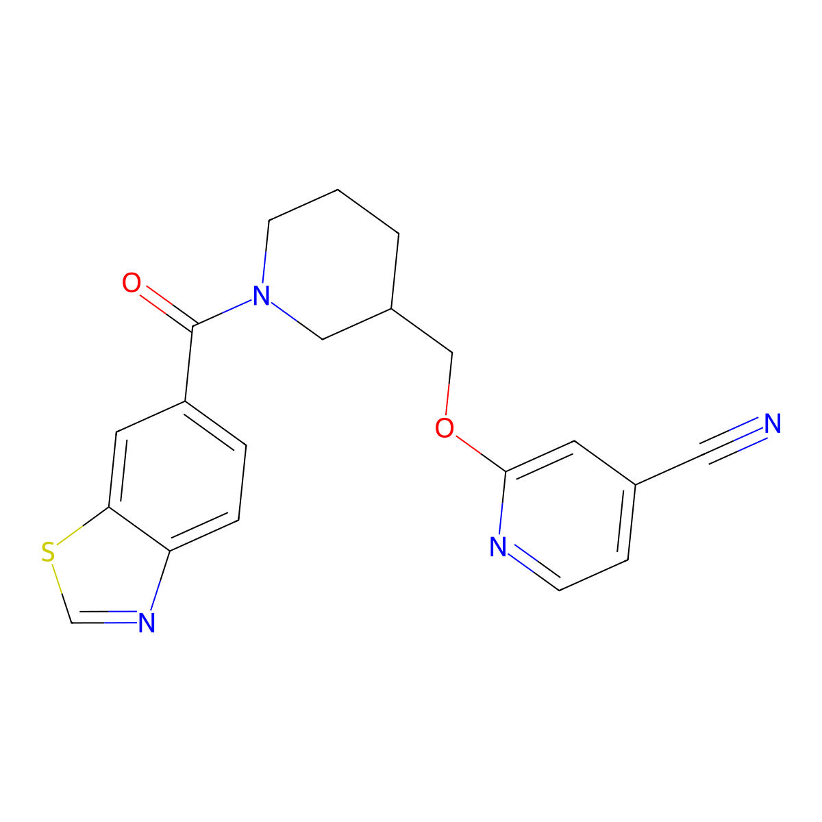 2-{[1-(1,3-Benzothiazole-6-carbonyl)piperidin-3-yl]methoxy}pyridine-4-carbonitrile molecular structure, CAS 2380088-04-8