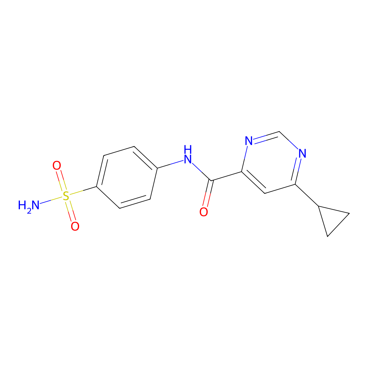 6-Cyclopropyl-N-(4-sulfamoylphenyl)pyrimidine-4-carboxamide molecular structure, CAS 2380088-10-6