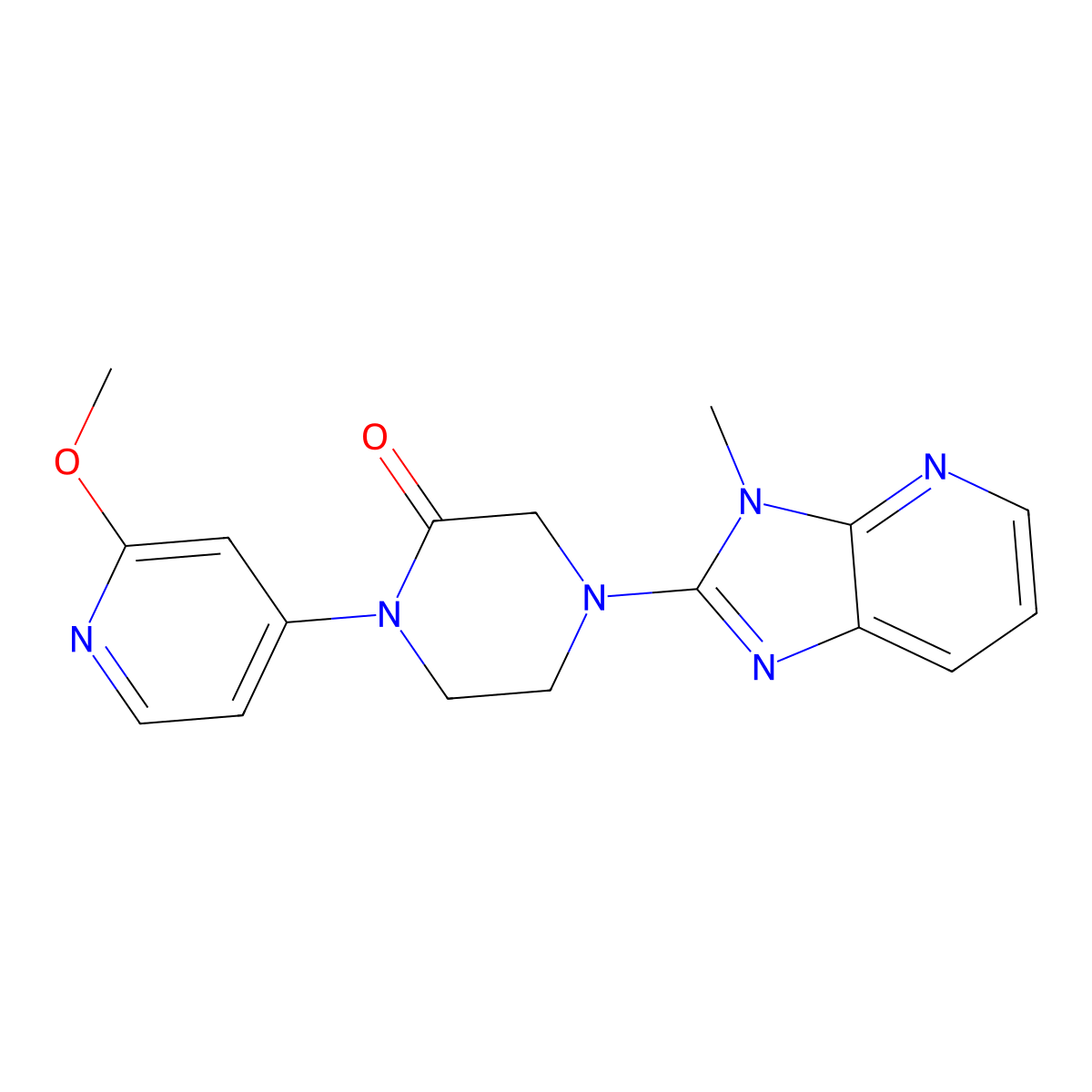 1-(2-methoxypyridin-4-yl)-4-{3-methyl-3H-imidazo[4,5-b]pyridin-2-yl}piperazin-2-one molecular structure, CAS 2380088-12-8