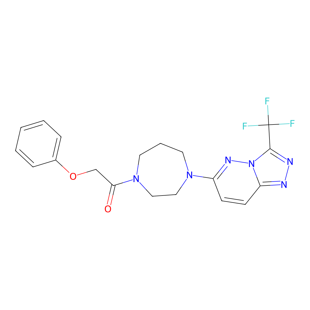 2-Phenoxy-1-{4-[3-(trifluoromethyl)-[1,2,4]triazolo[4,3-b]pyridazin-6-yl]-1,4-diazepan-1-yl}ethan-1-one molecular structure, CAS 2380088-13-9