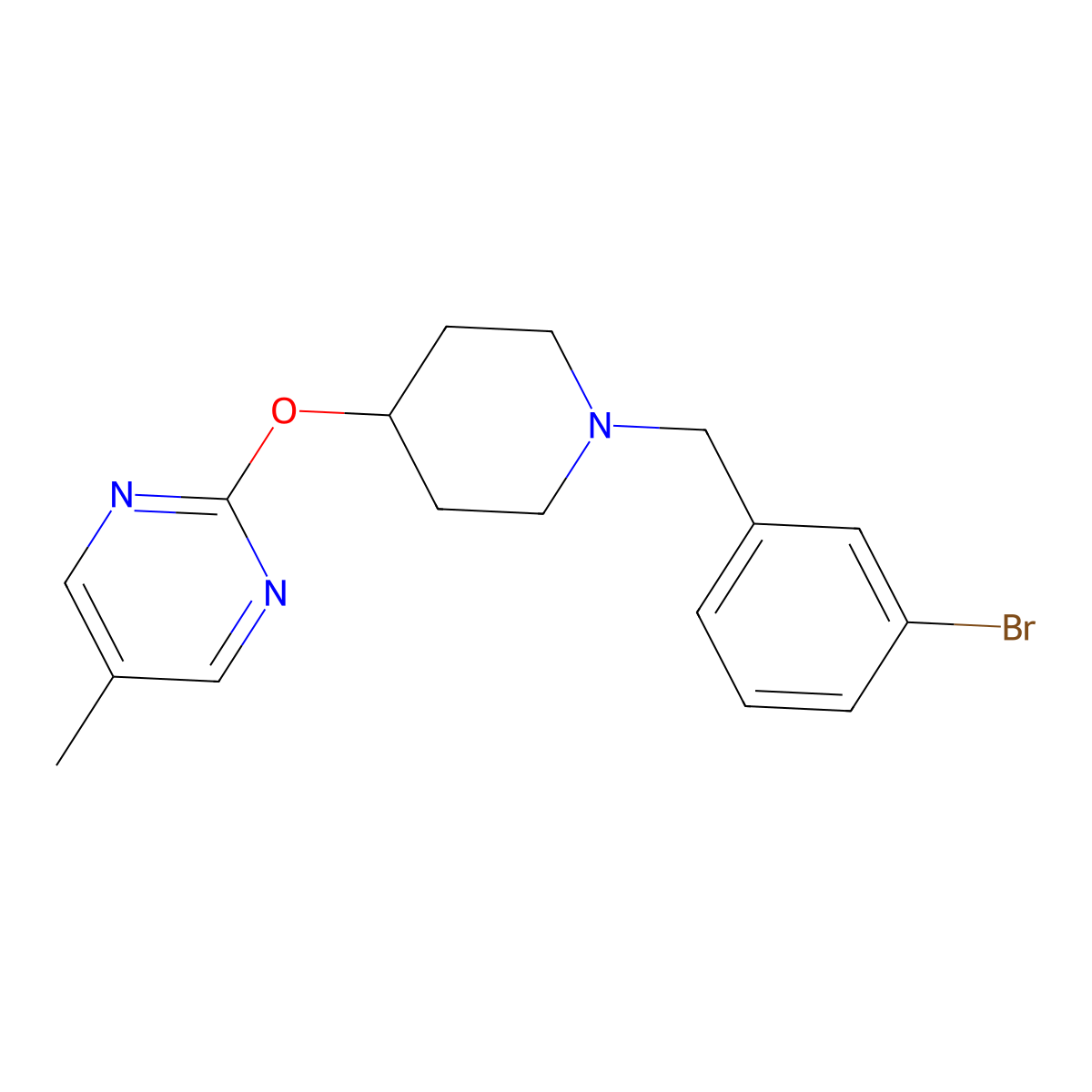 2-({1-[(3-Bromophenyl)methyl]piperidin-4-yl}oxy)-5-methylpyrimidine molecular structure, CAS 2380088-15-1
