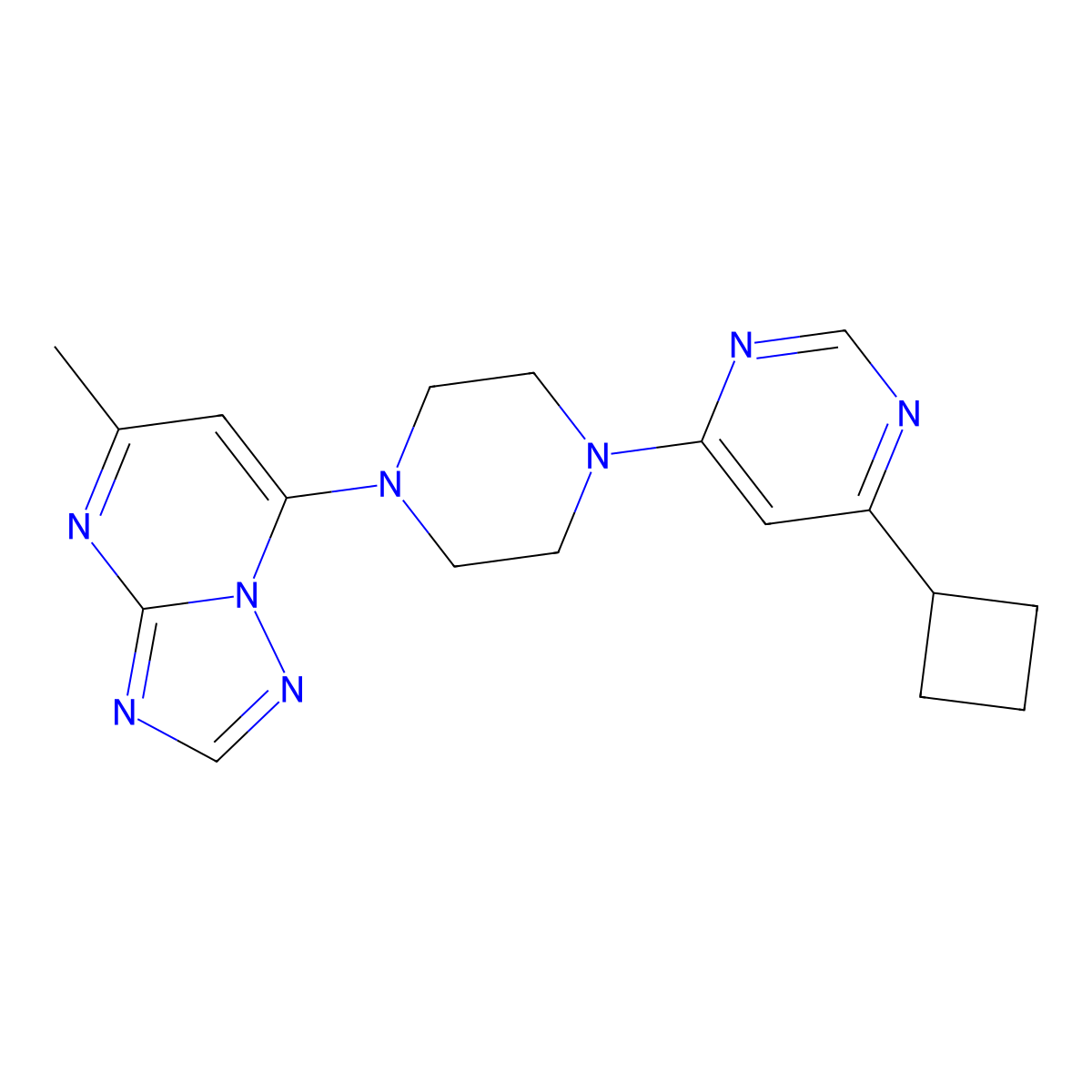 4-Cyclobutyl-6-(4-{5-methyl-[1,2,4]triazolo[1,5-a]pyrimidin-7-yl}piperazin-1-yl)pyrimidine molecular structure, CAS 2380088-17-3