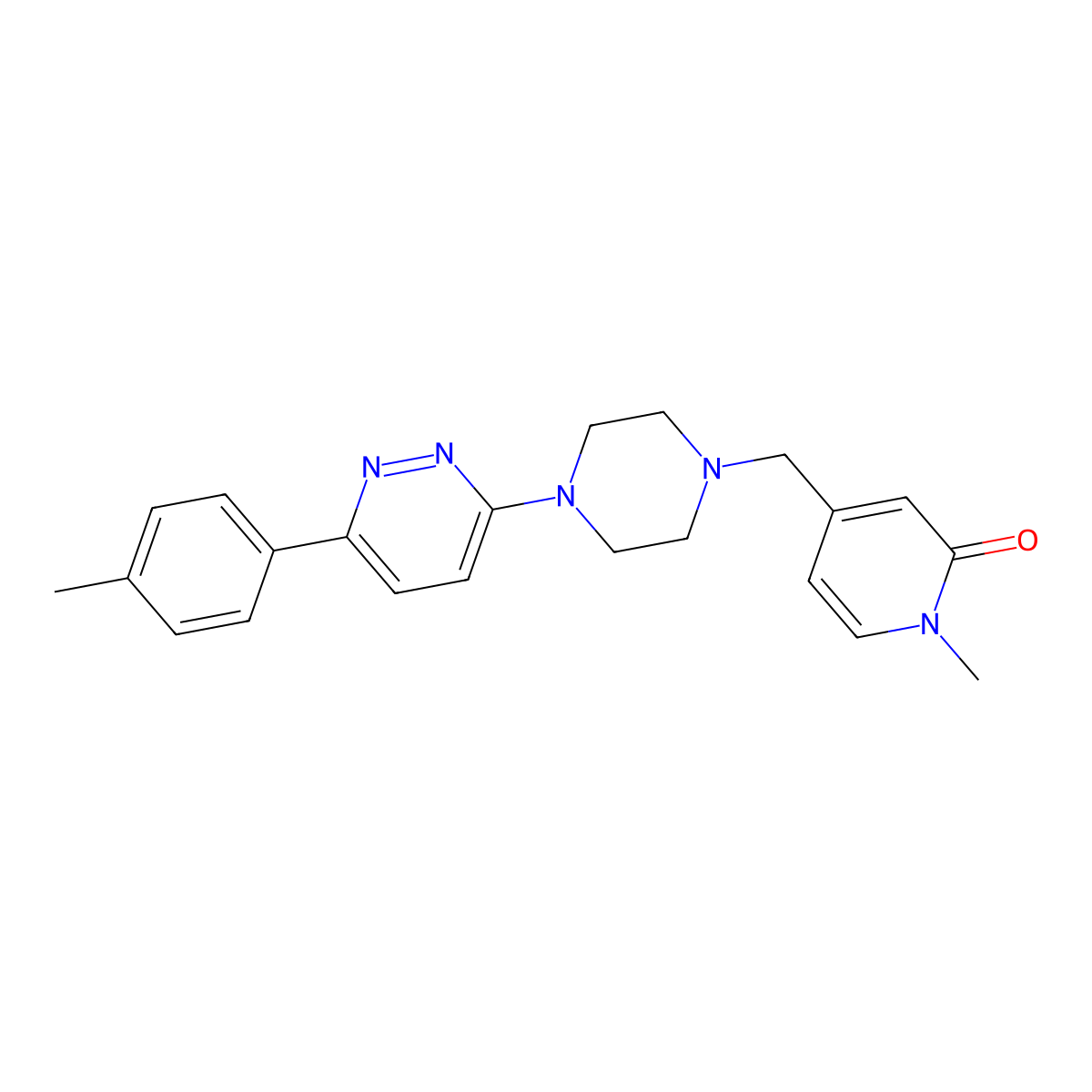 1-Methyl-4-({4-[6-(4-methylphenyl)pyridazin-3-yl]piperazin-1-yl}methyl)-1,2-dihydropyridin-2-one molecular structure, CAS 2380088-19-5