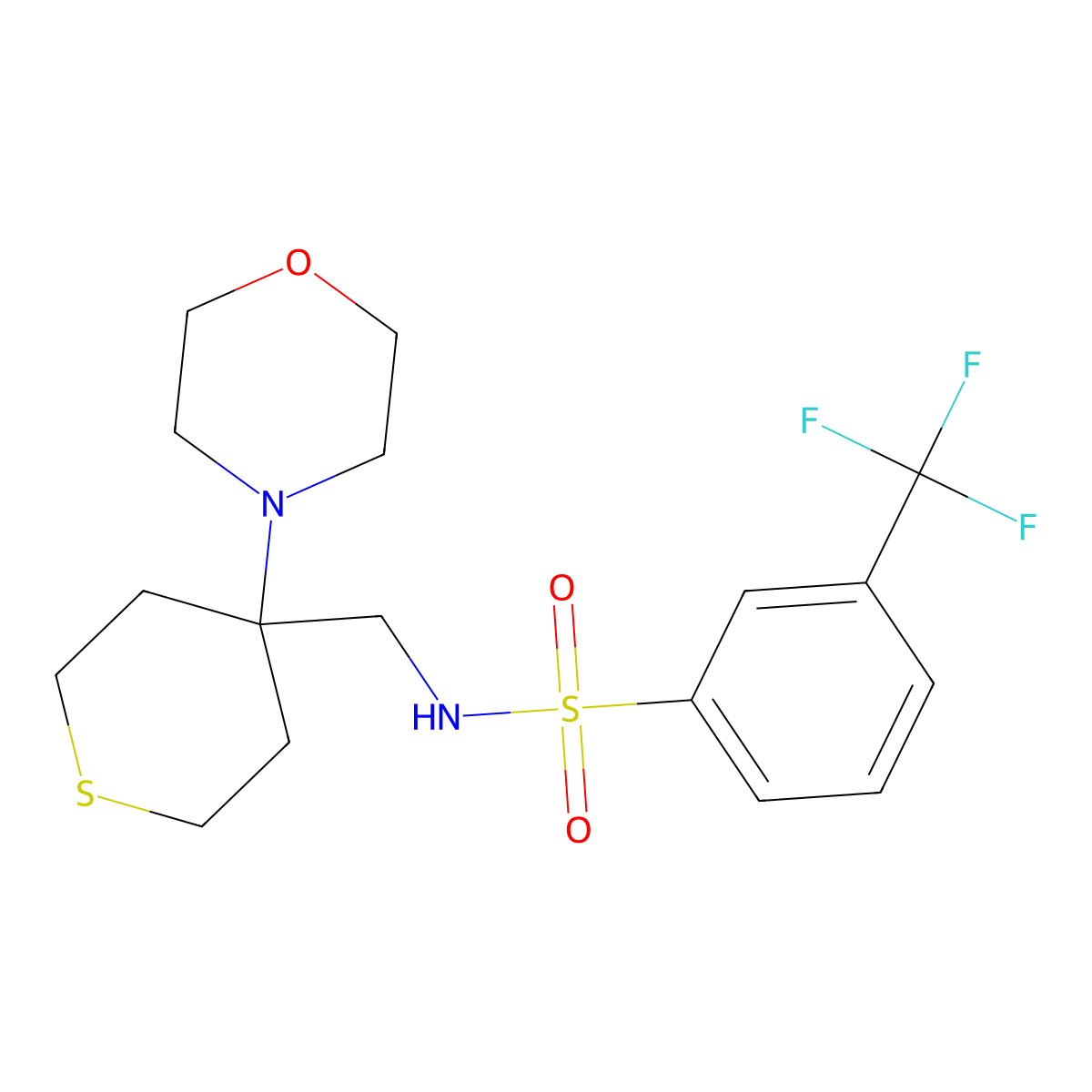 N-{[4-(morpholin-4-yl)thian-4-yl]methyl}-3-(trifluoromethyl)benzene-1-sulfonamide molecular structure, CAS 2380088-20-8