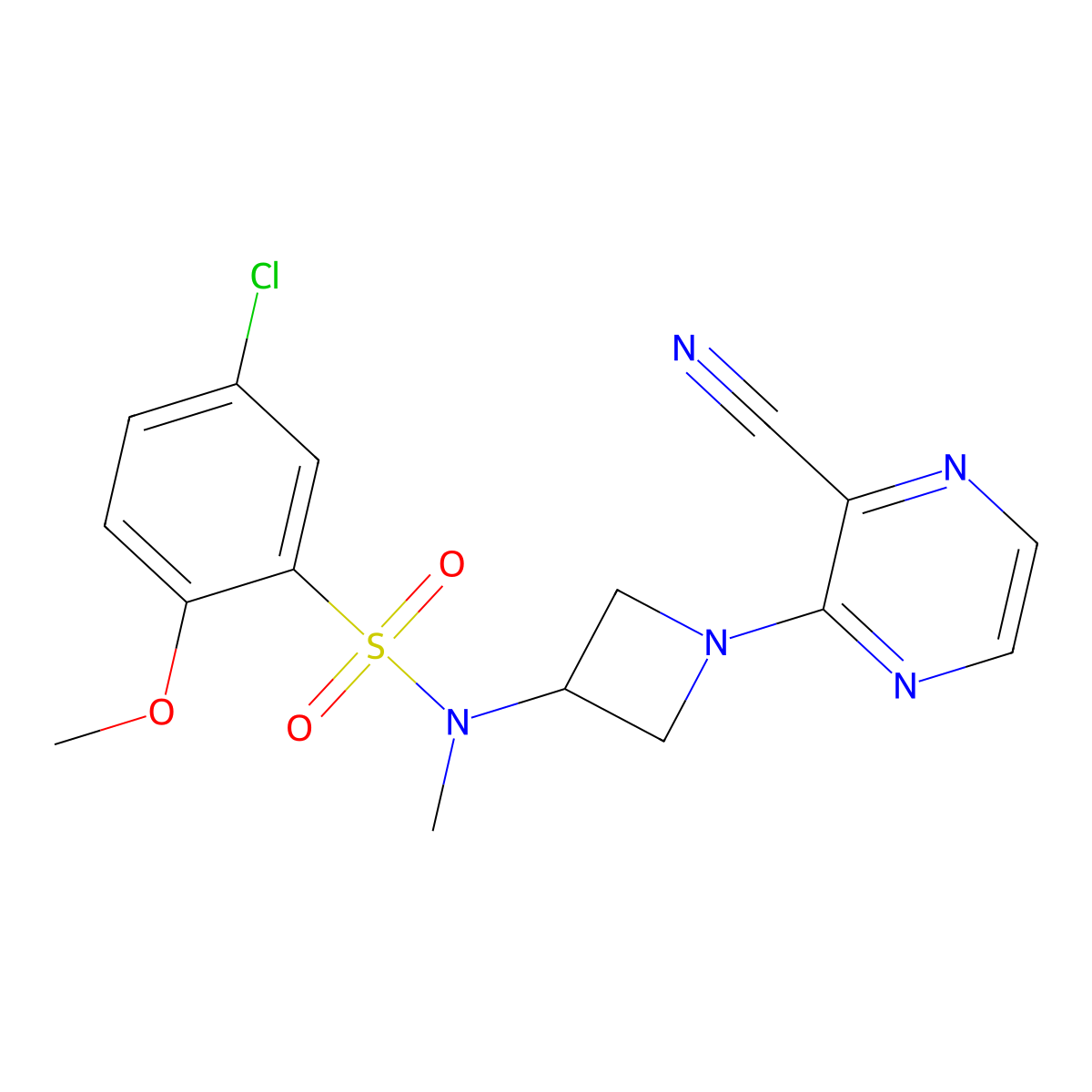 5-Chloro-N-[1-(3-cyanopyrazin-2-yl)azetidin-3-yl]-2-methoxy-N-methylbenzenesulfonamide molecular structure, CAS 2380088-23-1